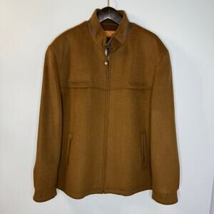 Enzo Tovare Men's Wool Coat Play Italia Full Zip Brown Preppy Casual Sz 3XL